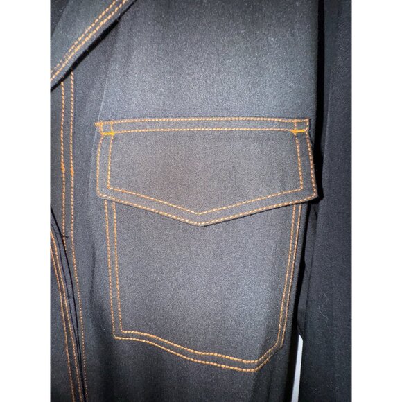 Black Utility Jumpsuit With Belt & Contrast Stitching Size XL Classic Y2k Classi - Picture 6 of 9